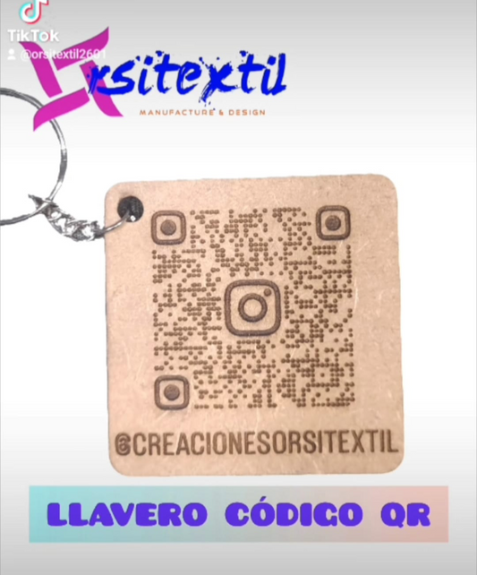 LLAVERO CÓDIGO QR EN MDF.Orden mínima 50 unidades.
